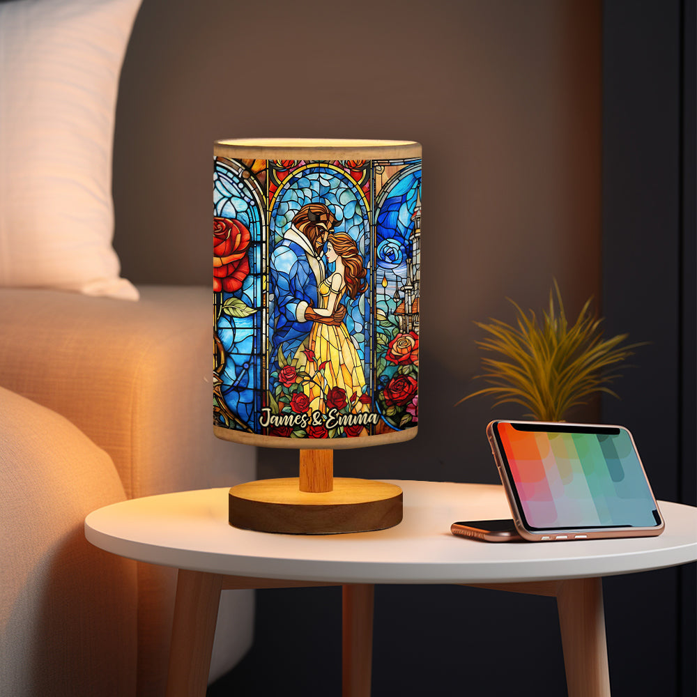 You & Me - Personalized Mouse Table Lamp with Wood Base