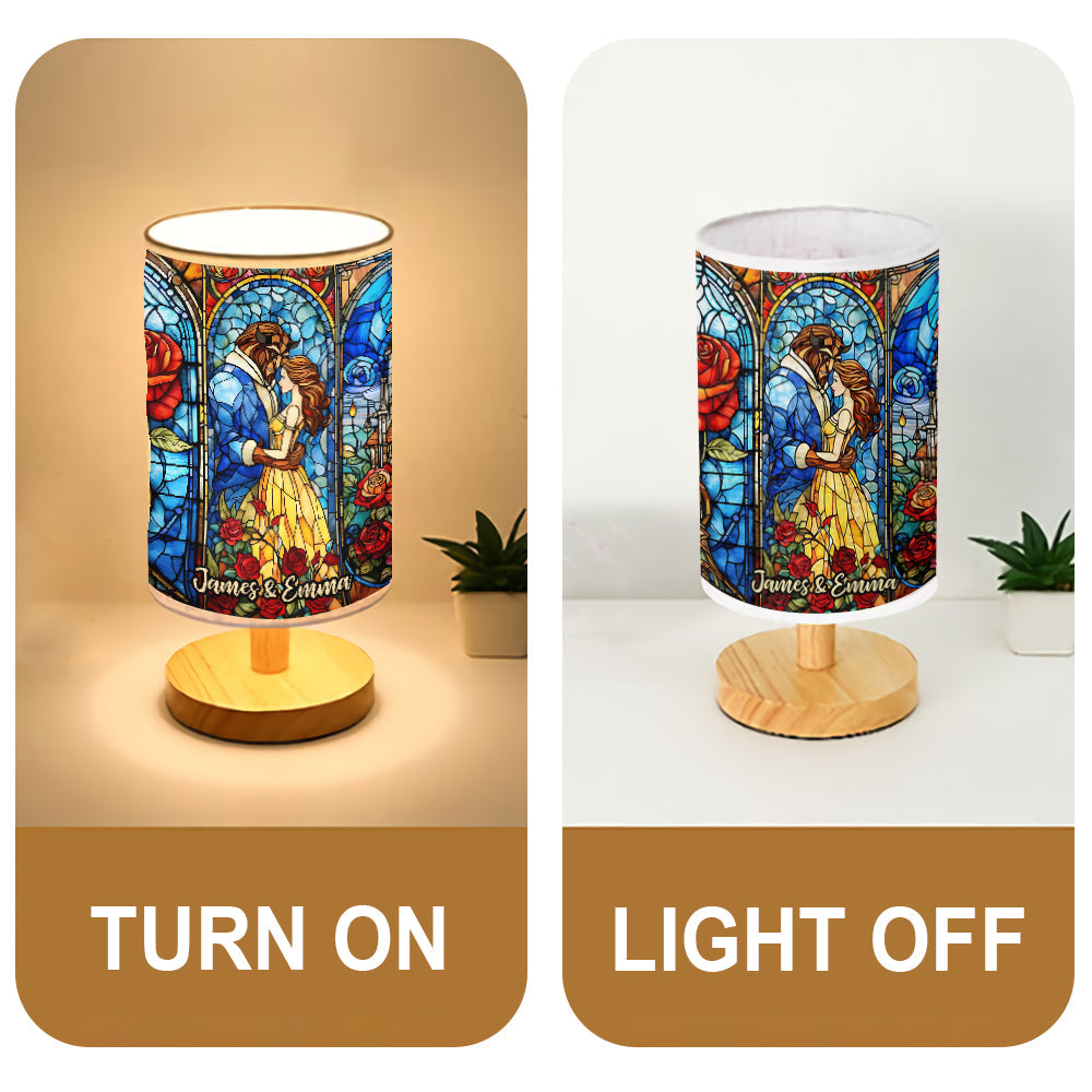 You & Me - Personalized Mouse Table Lamp with Wood Base