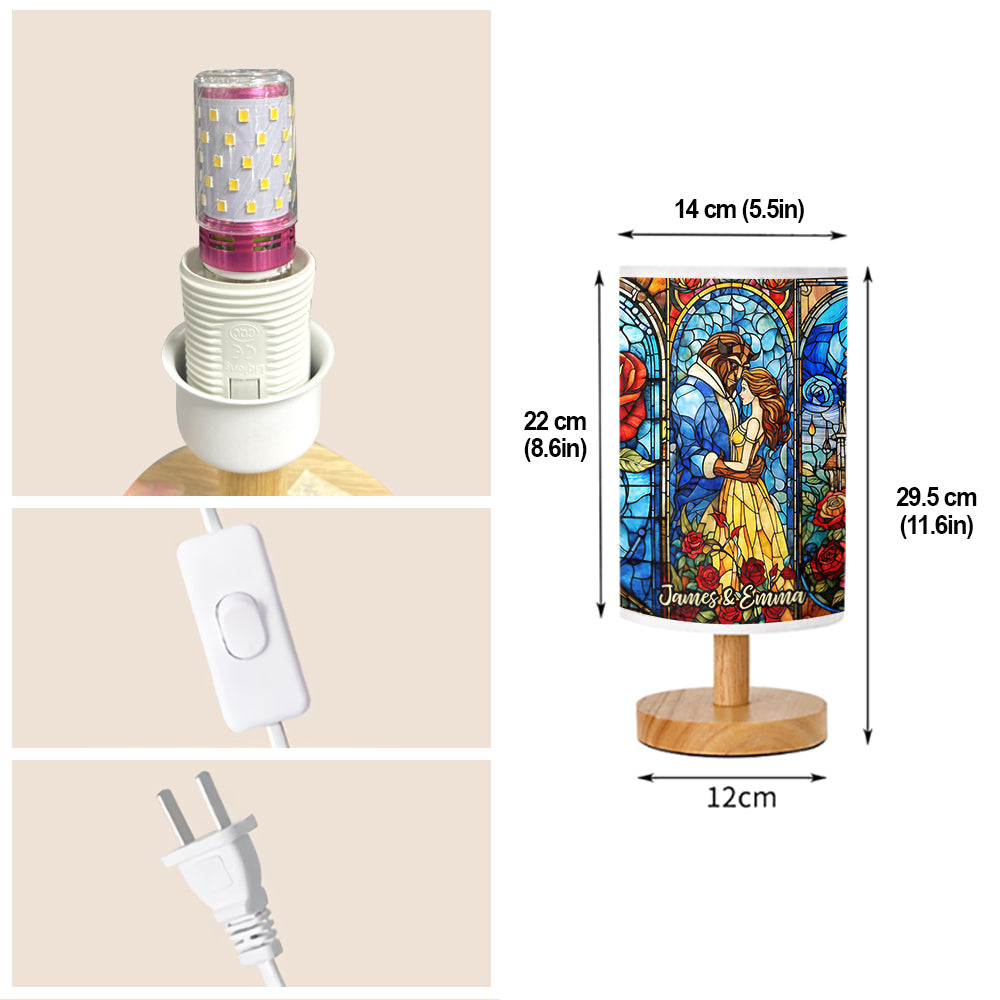 You & Me - Personalized Mouse Table Lamp with Wood Base