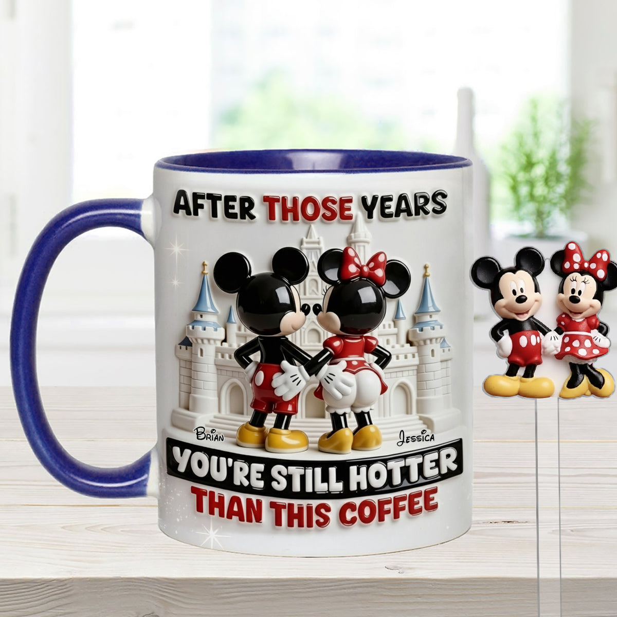 Cartoon Magical Couple - Personalized Mouse Set Accent Mug with Acrylic Stirrers