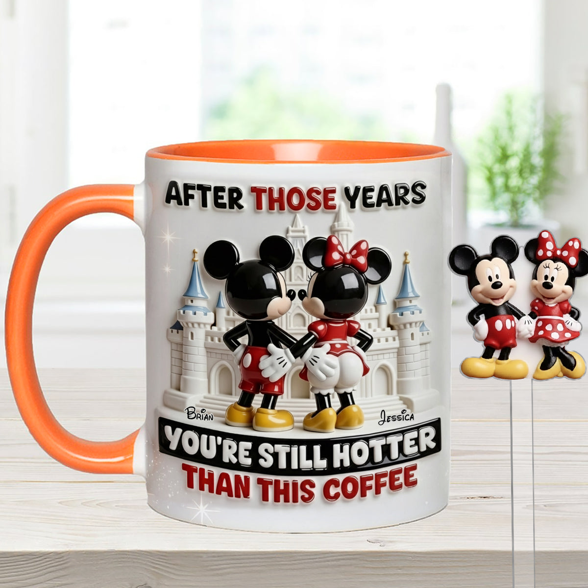 Cartoon Magical Couple - Personalized Mouse Set Accent Mug with Acrylic Stirrers