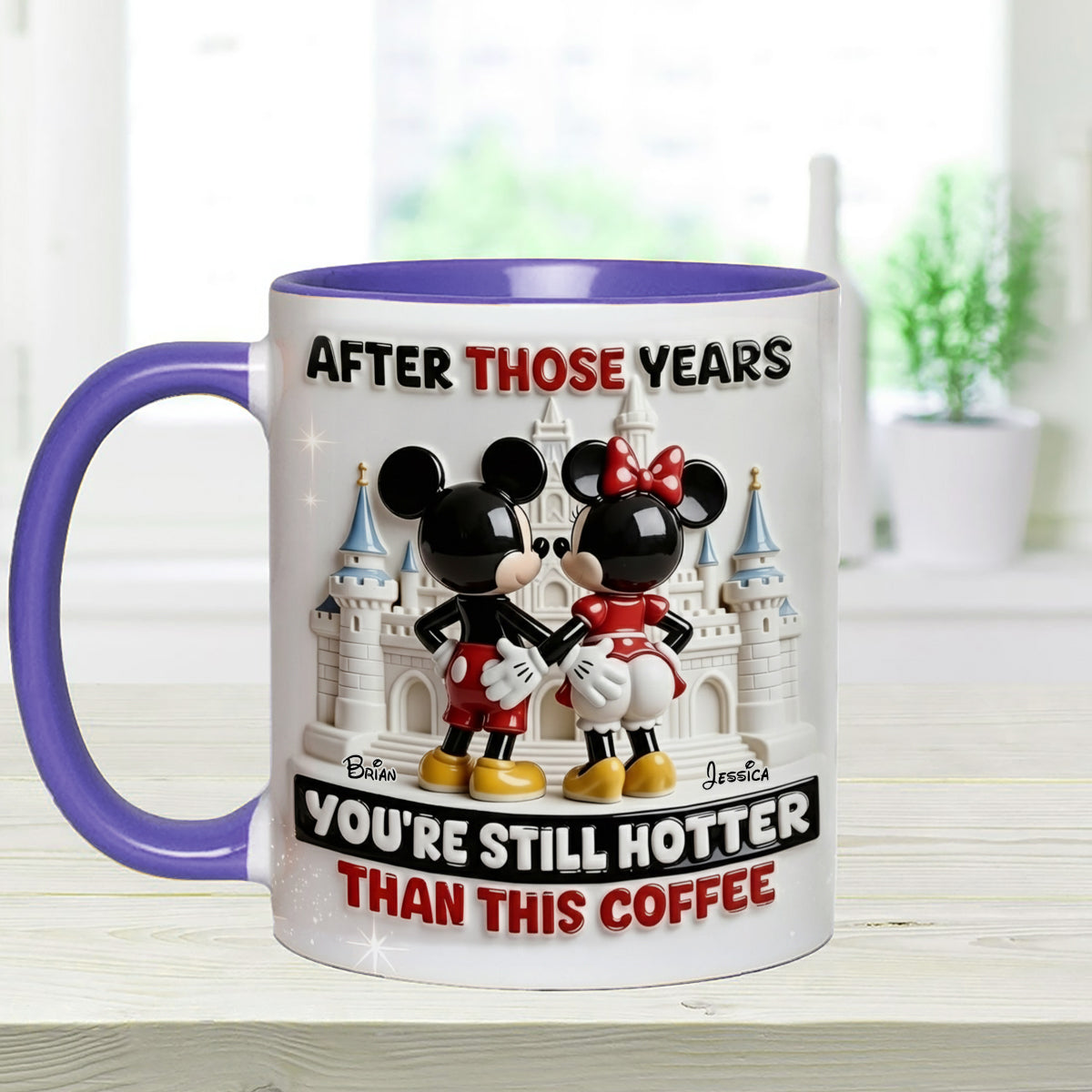 Cartoon Magical Couple - Personalized Mouse Set Accent Mug with Acrylic Stirrers