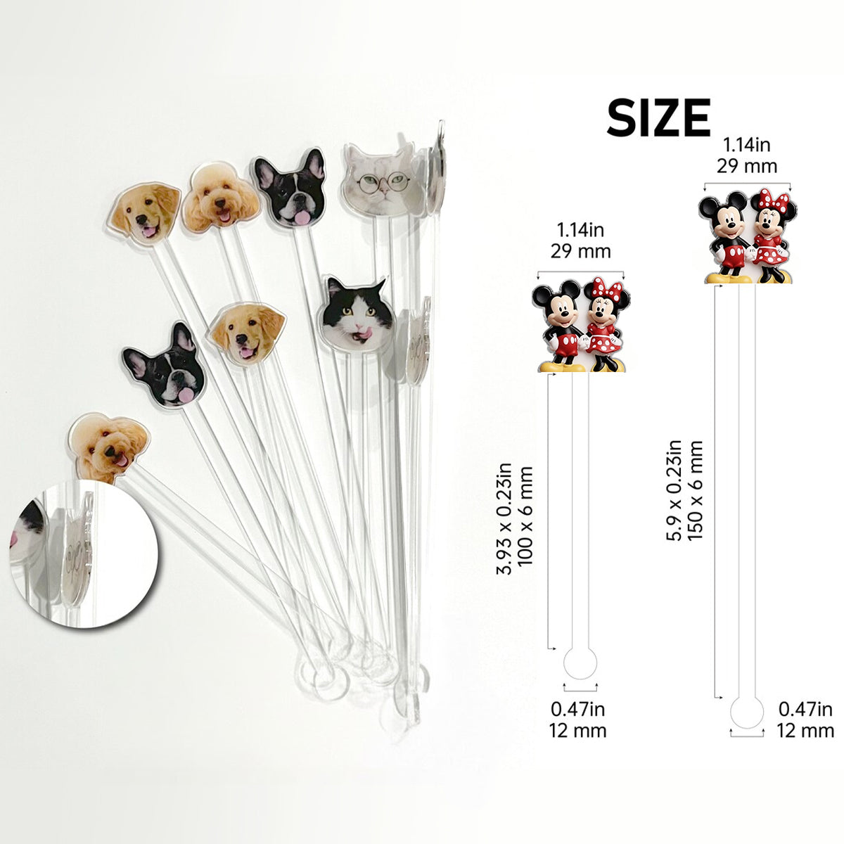 Cartoon Magical Couple - Personalized Mouse Set Accent Mug with Acrylic Stirrers