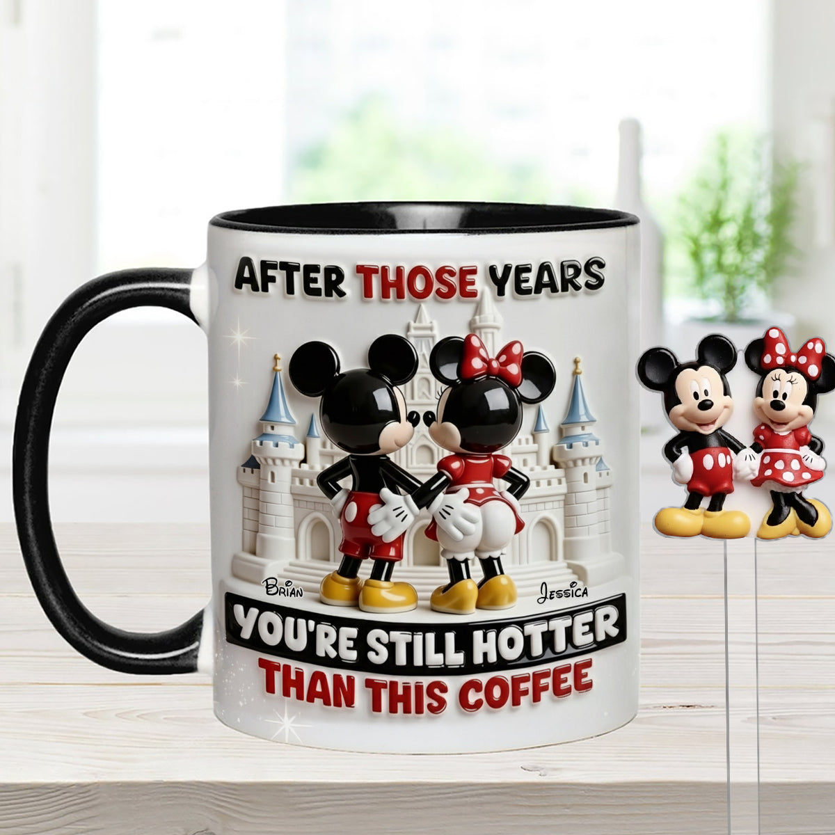 Cartoon Magical Couple - Personalized Mouse Set Accent Mug with Acrylic Stirrers