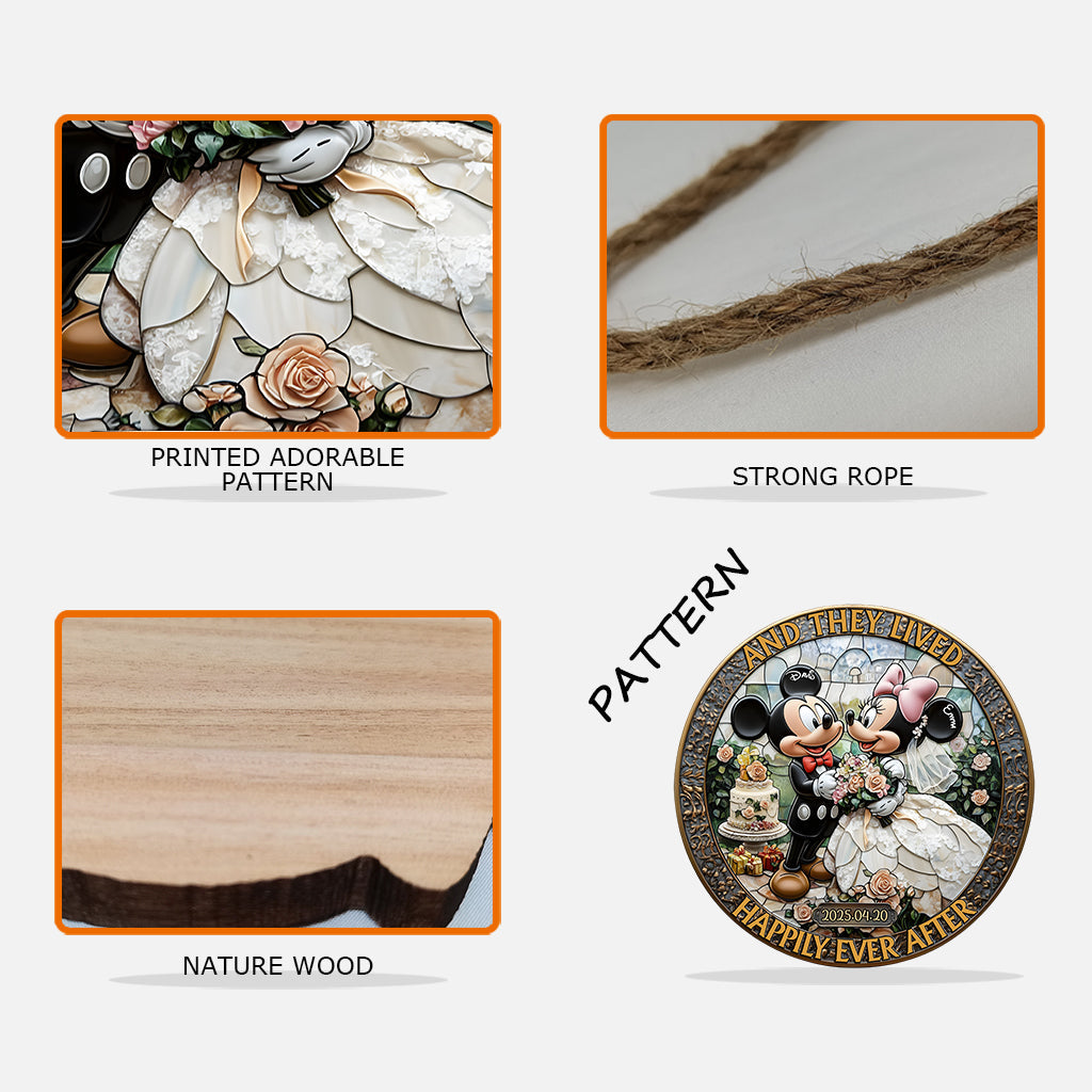 Happily Ever After Mouse Couple - Personalized Mouse Wood Sign