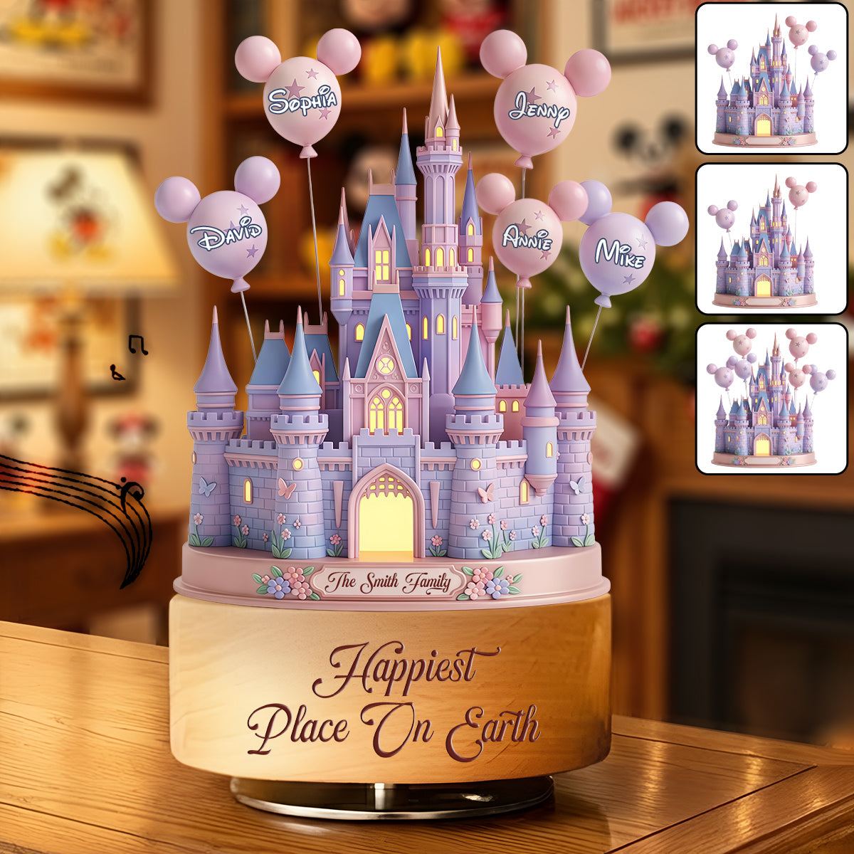 The Magical Castle - Personalized Mouse Rotating Music Plaque