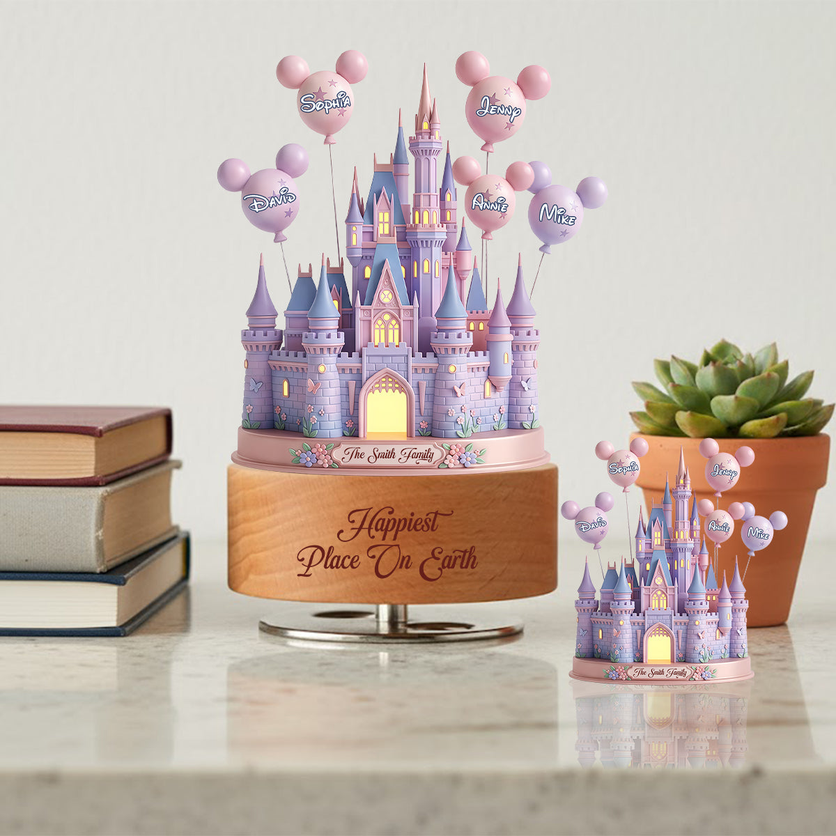 The Magical Castle - Personalized Mouse Rotating Music Plaque