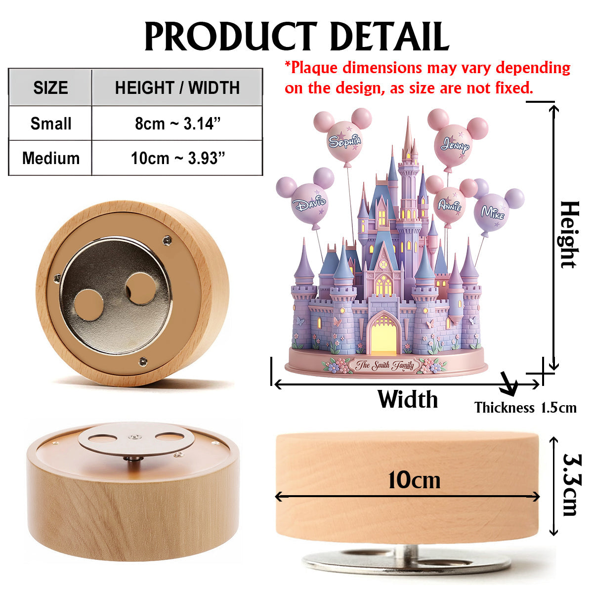 The Magical Castle - Personalized Mouse Rotating Music Plaque