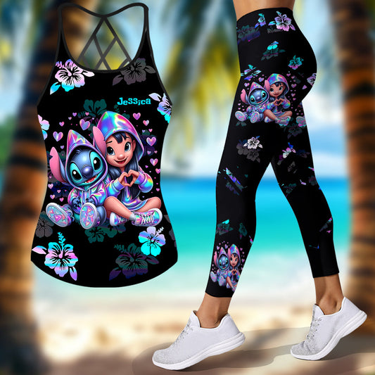 Ohana Means Family - Personalized Ohana Cross Tank Top and Leggings