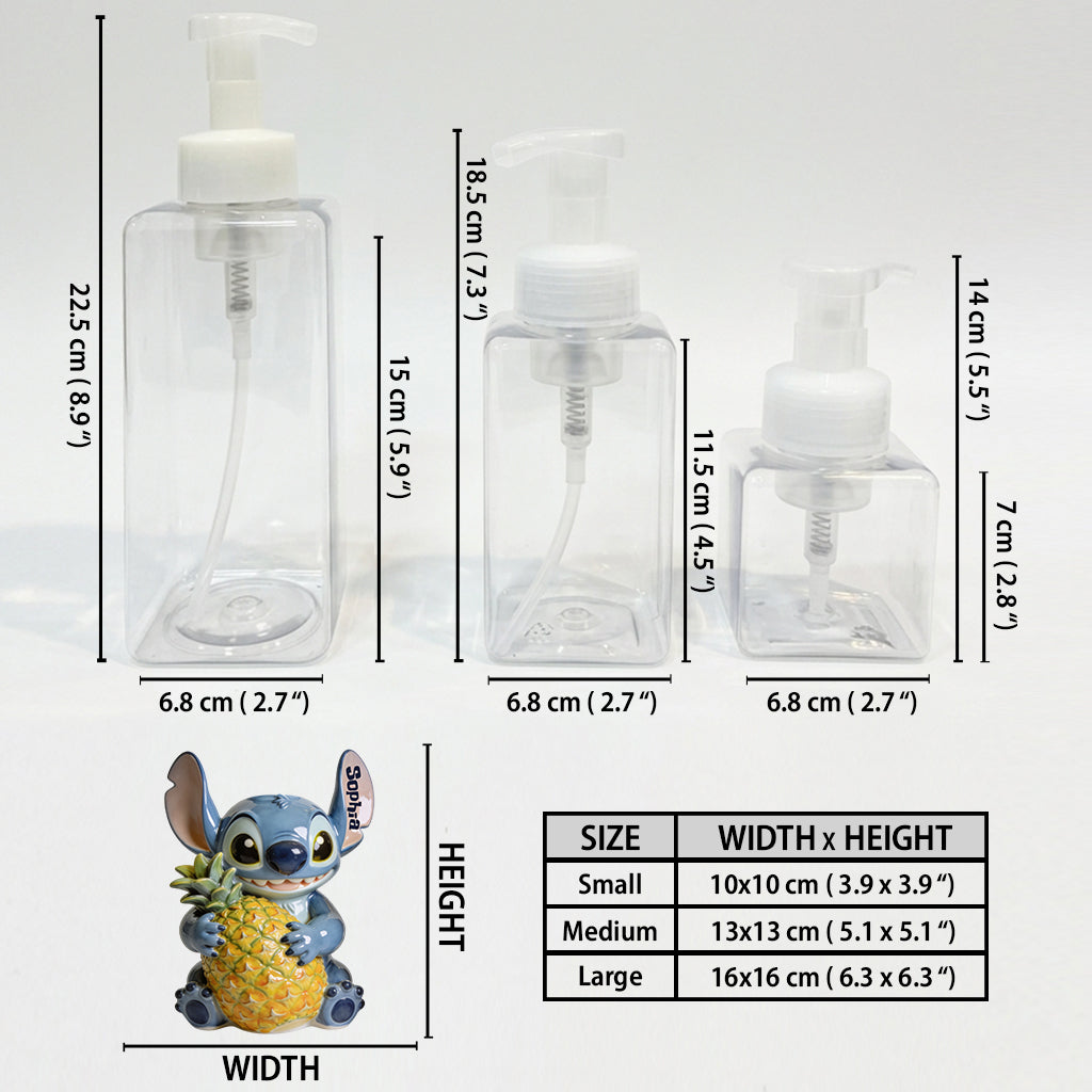 Bathroom Cute Blue Alien Set Soap Dispenser & Toothbrush Holder - Personalized Ohana Acrylic Pot & Pump Dispenser
