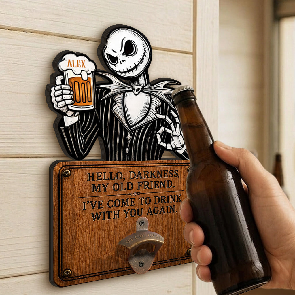 Hello Darkness My Old Friend Nightmare Beer Lovers - Personalized Nightmare Beer Stein & Wall Bottle Opener