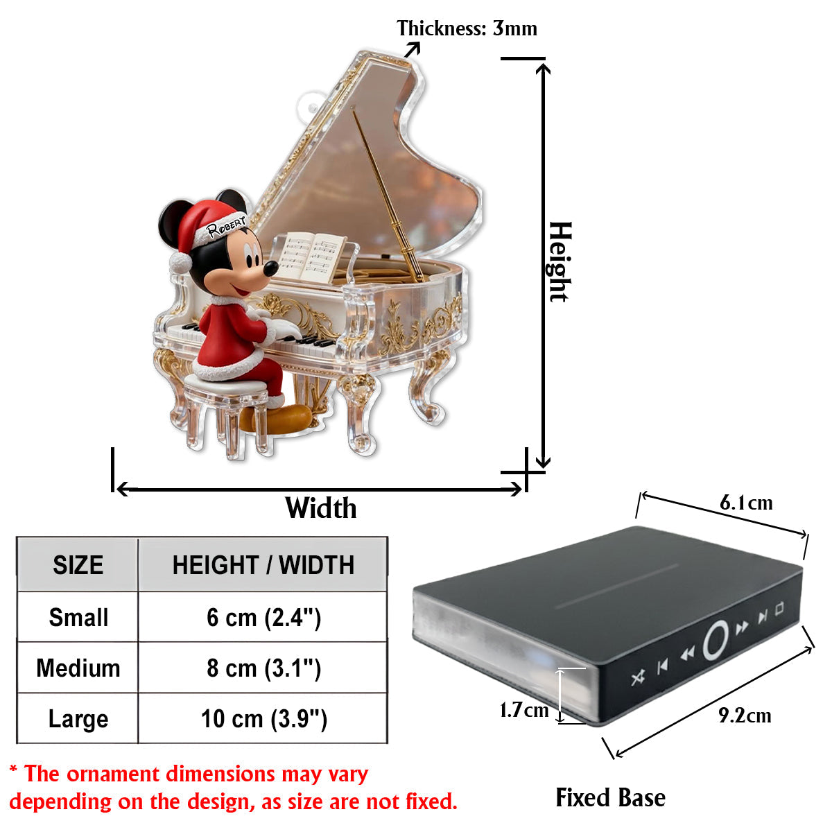 Piano Playing - Personalized Mouse Music Ornament