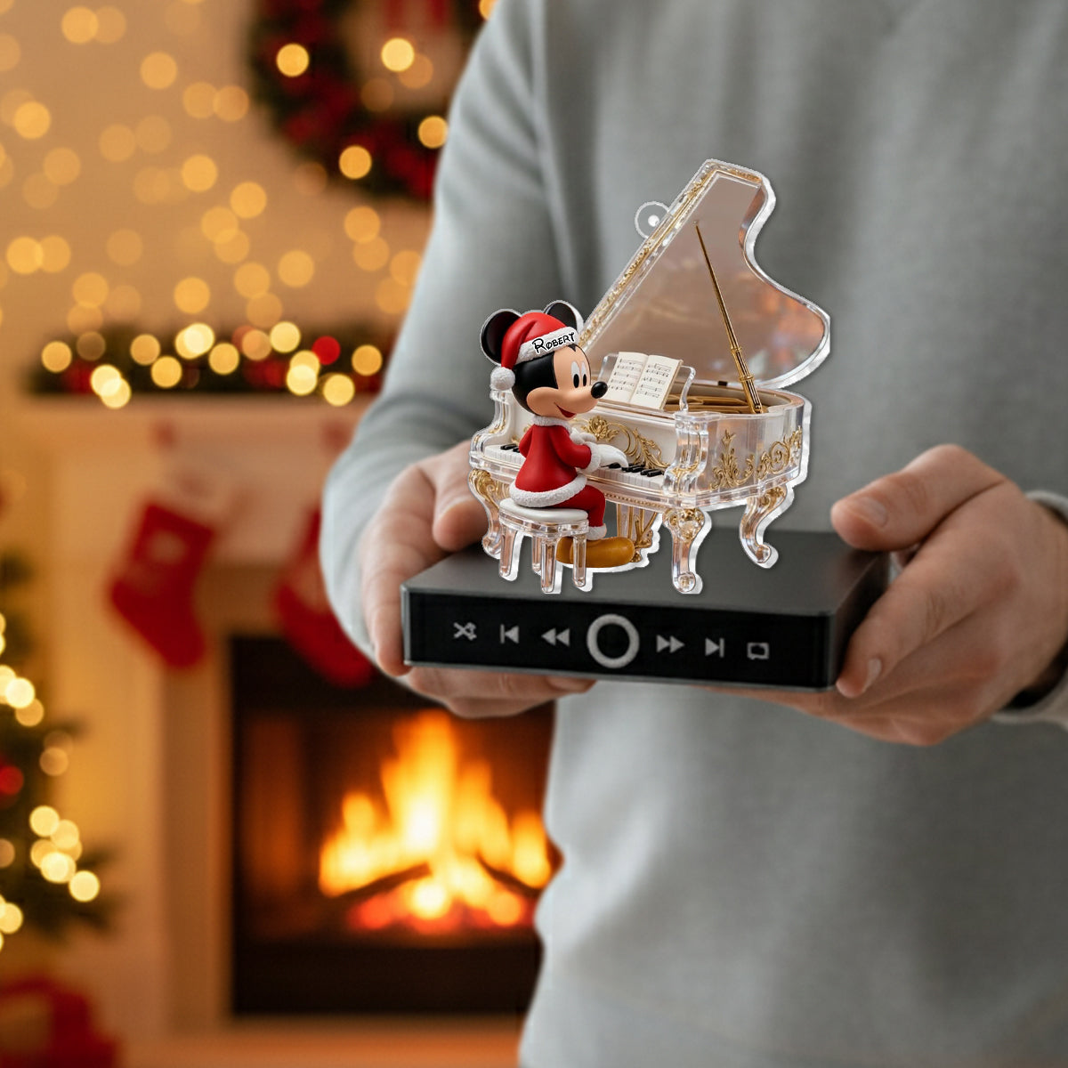 Piano Playing - Personalized Mouse Music Ornament