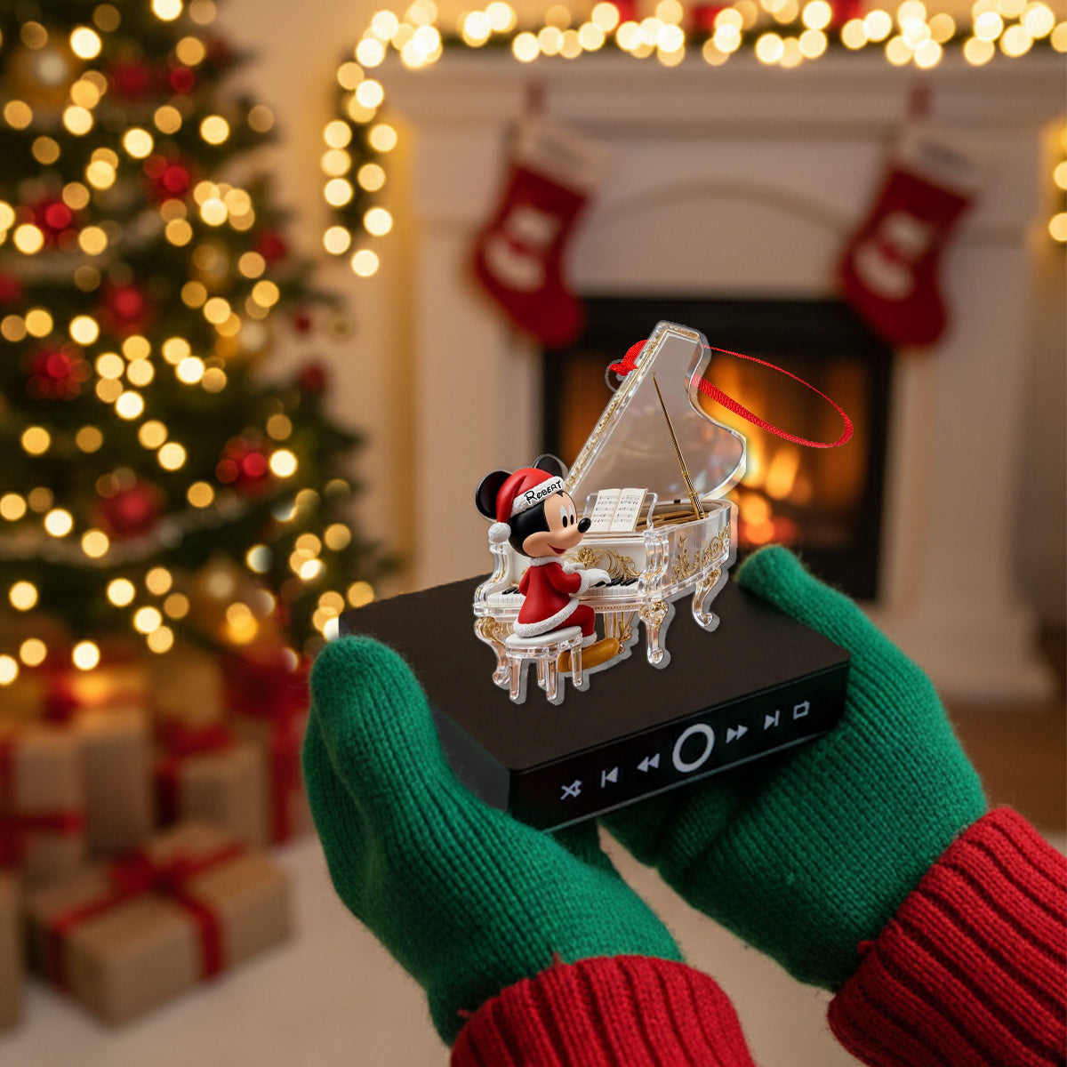 Piano Playing - Personalized Mouse Music Ornament