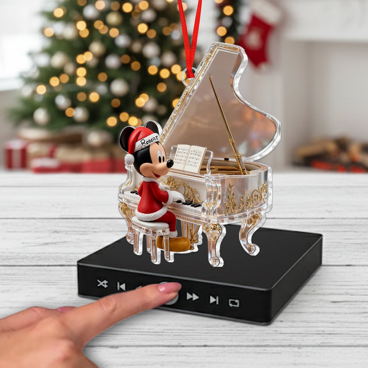Piano Playing - Personalized Mouse Music Ornament