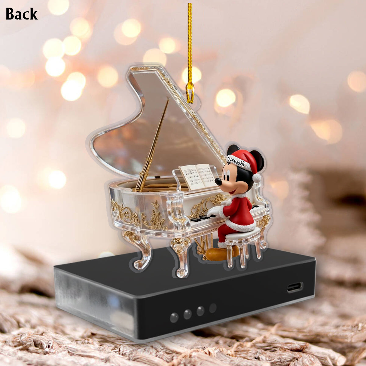 Piano Playing - Personalized Mouse Music Ornament