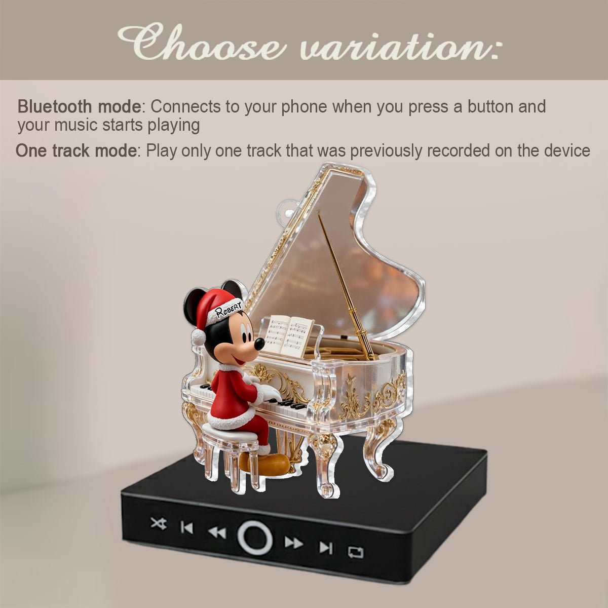 Piano Playing - Personalized Mouse Music Ornament