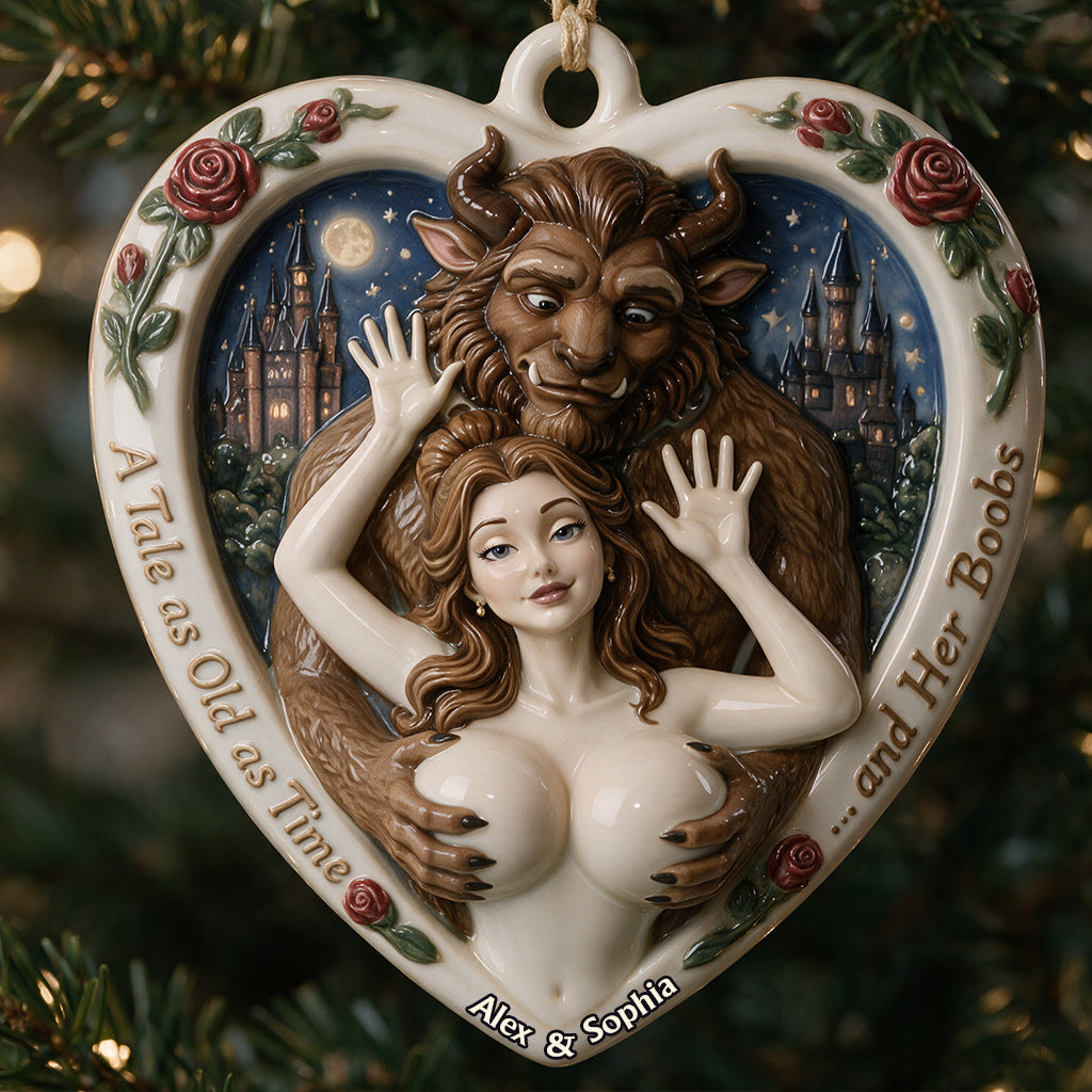Naughty Couple - Personalized Beauty And The Beast Premium 3D Ornament