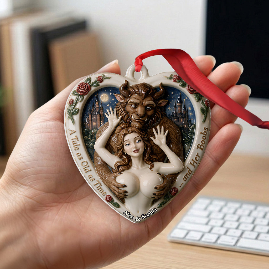 Naughty Couple - Personalized Beauty And The Beast Premium 3D Ornament