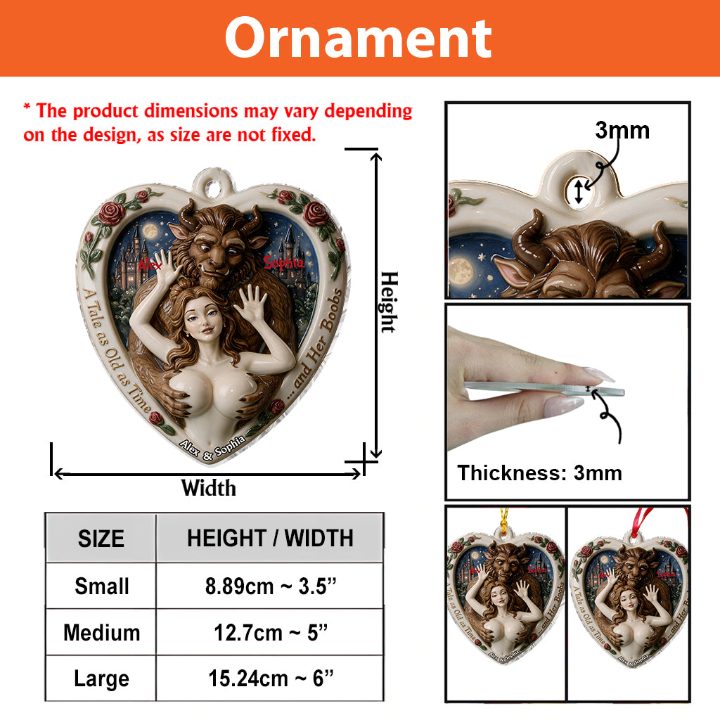 Naughty Couple - Personalized Beauty And The Beast Premium 3D Ornament