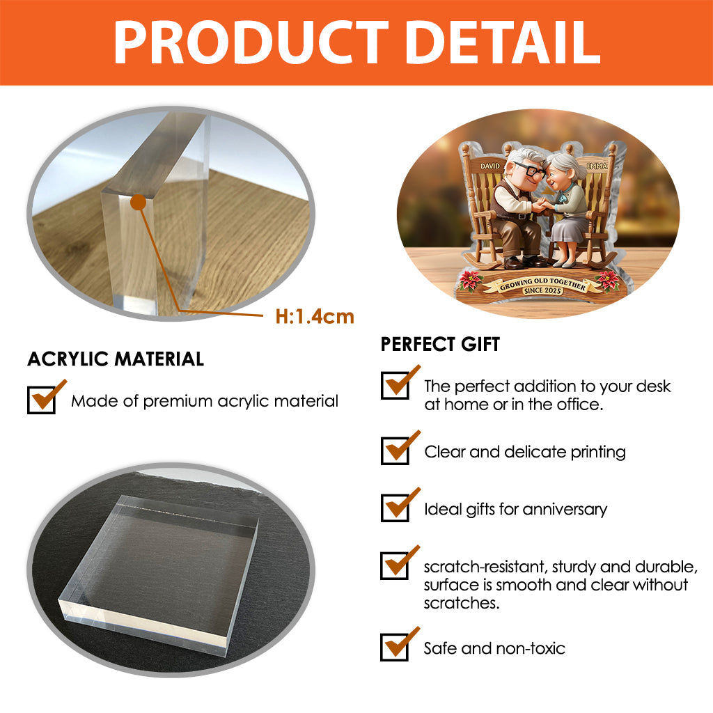 Growing Old Together - Personalized Couple Custom Shaped Acrylic Plaque