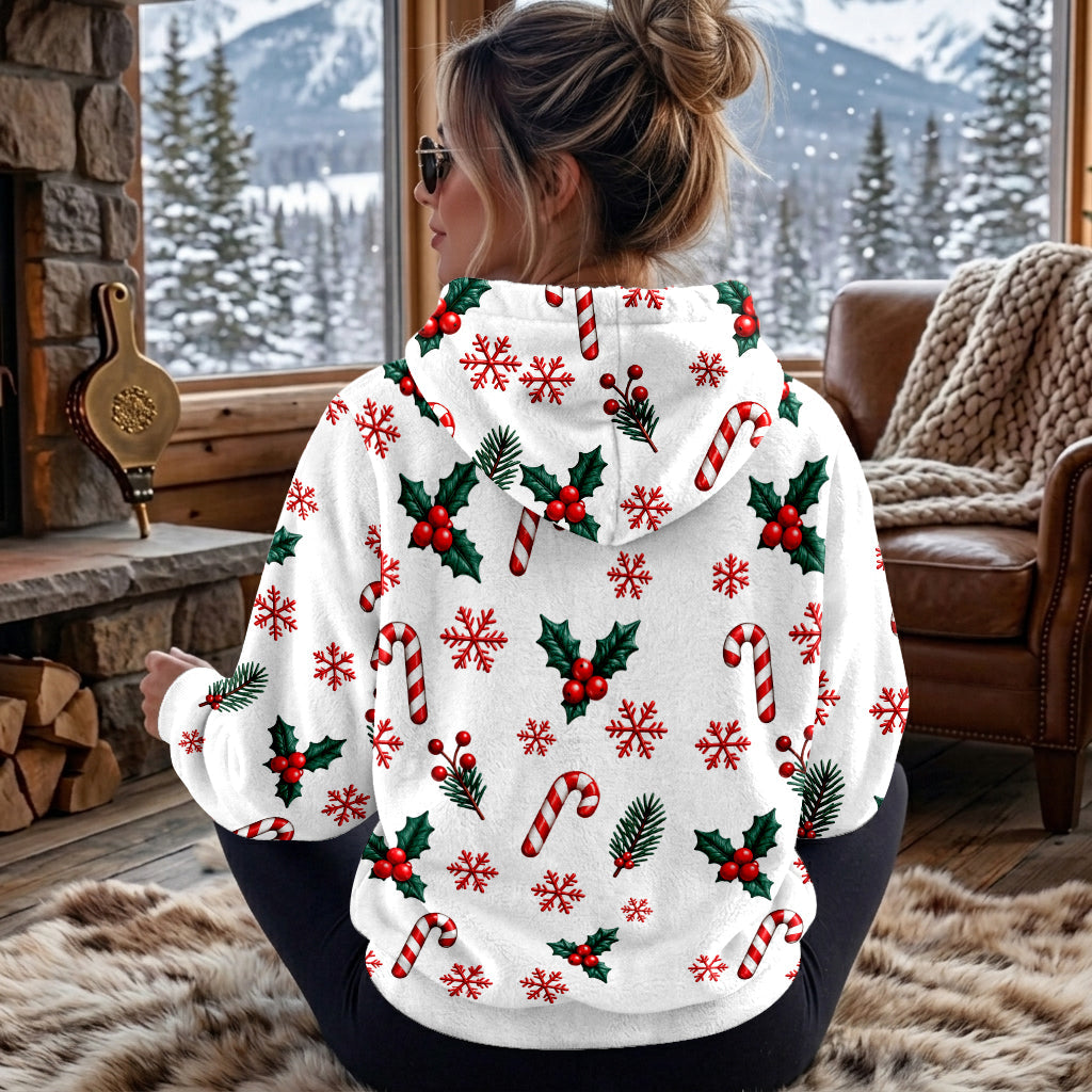 Merry Christmas - Personalized Yellow Bear Fleece Hoodie