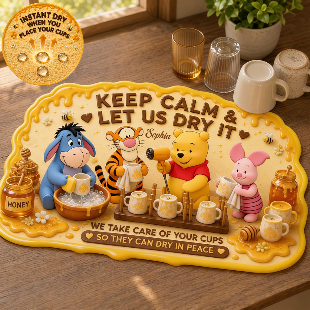 Honey Bear - Personalized Yellow Bear Drying Mat