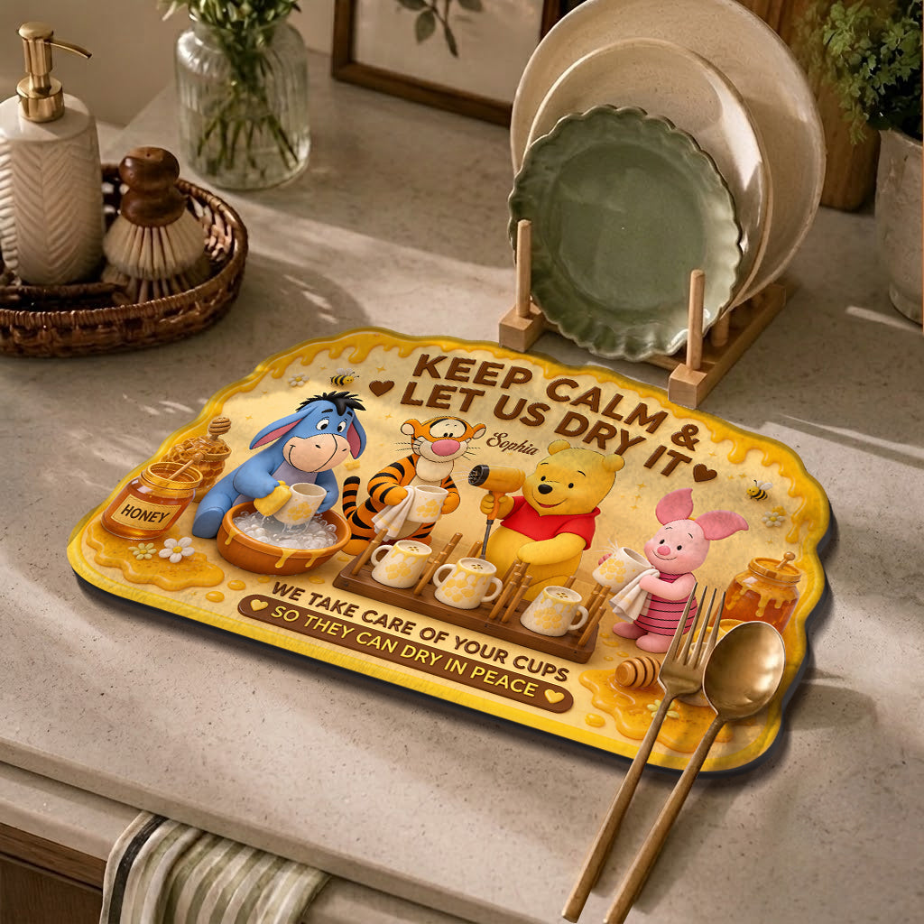 Honey Bear - Personalized Yellow Bear Drying Mat
