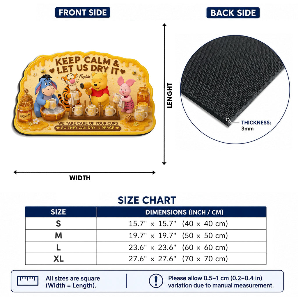 Honey Bear - Personalized Yellow Bear Drying Mat