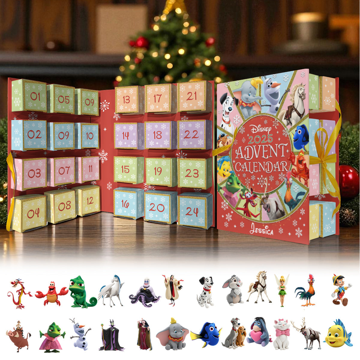 2025 Magical Advent Calender - Personalized Mouse Folded Advent Calendar With Ornaments