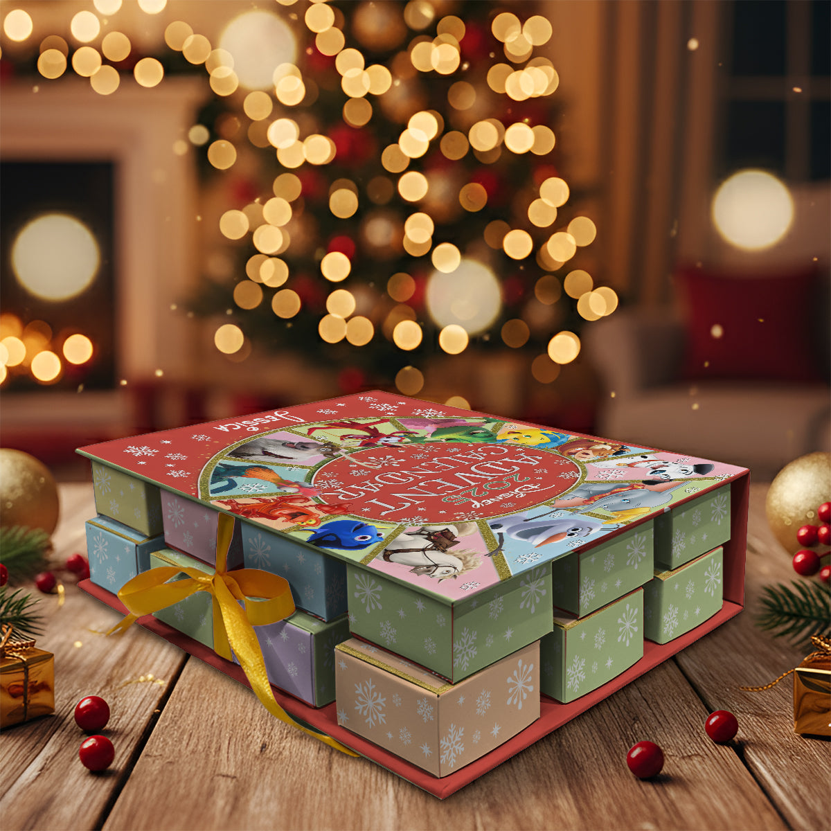 2025 Magical Advent Calender - Personalized Mouse Folded Advent Calendar With Ornaments