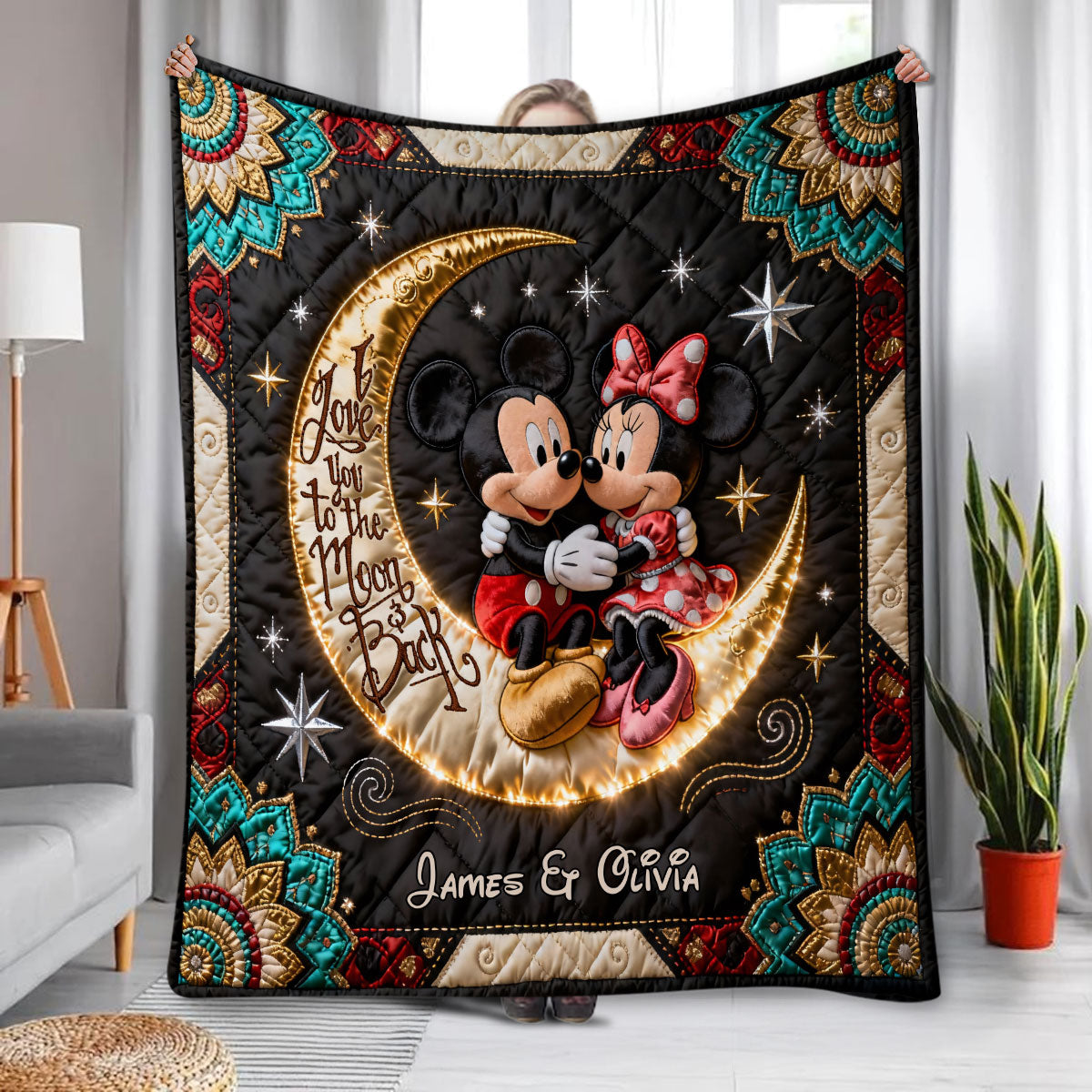 I Love You To The Moon And Back - Personalized Mouse Blanket