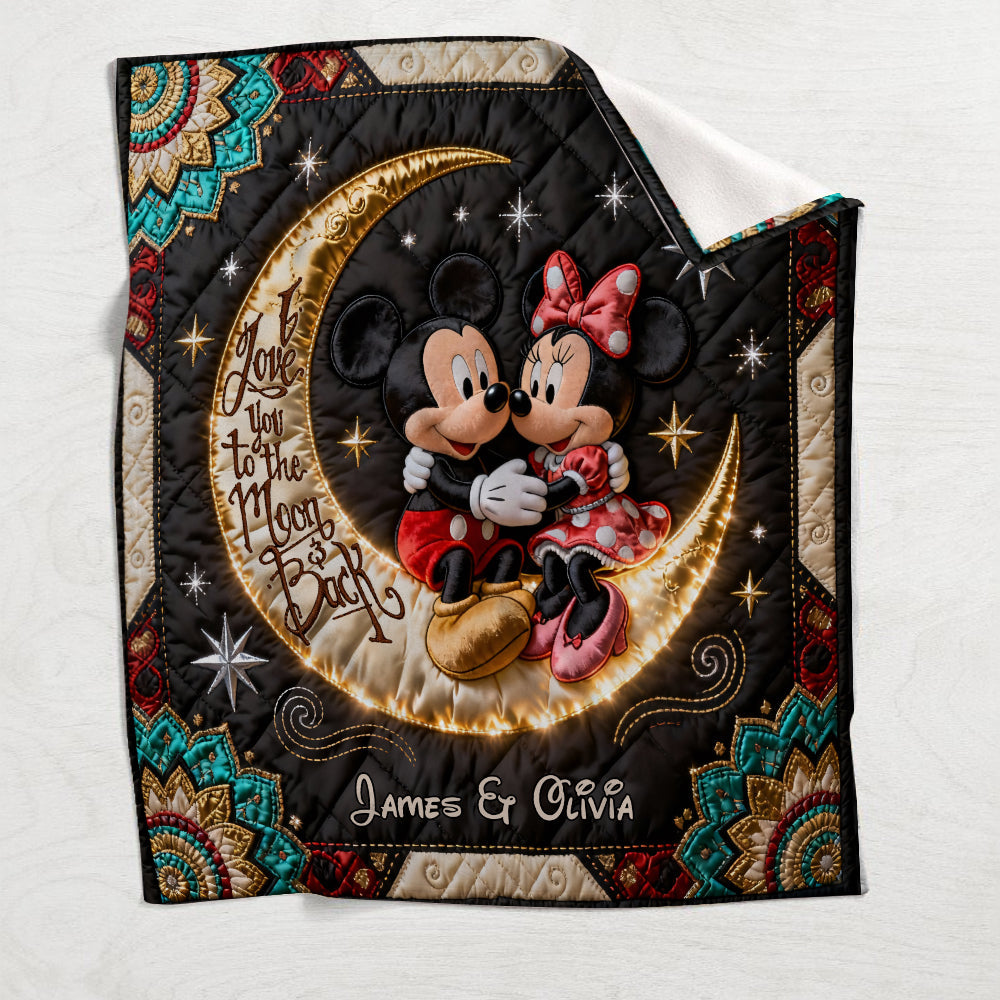 I Love You To The Moon And Back - Personalized Mouse Blanket