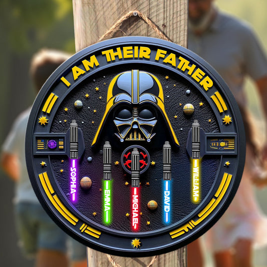 I'm Their Father - Personalized The Force Round Wood Sign