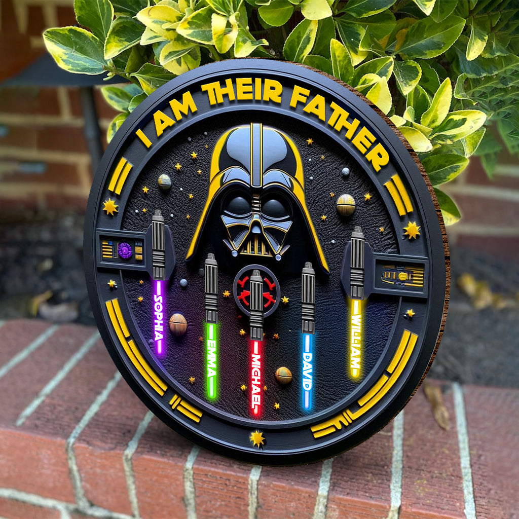 I'm Their Father - Personalized The Force Round Wood Sign