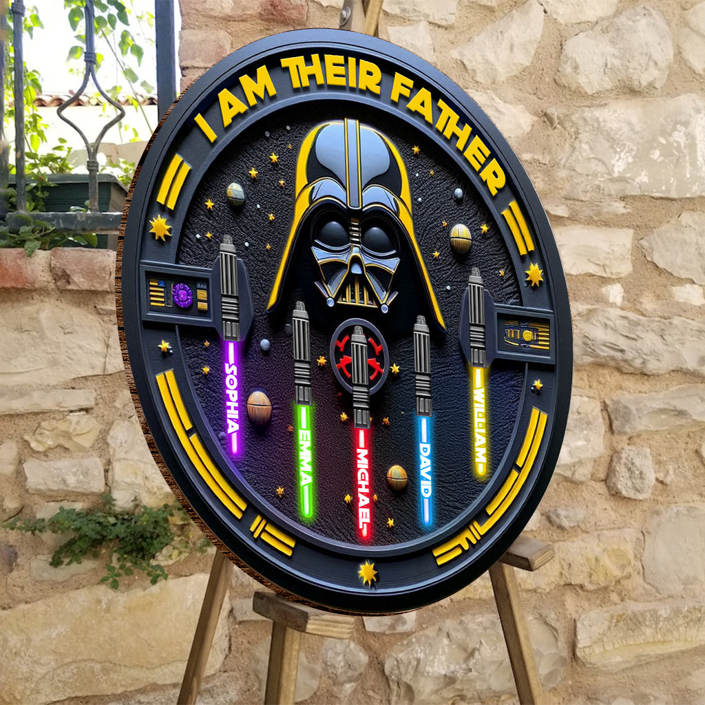 I'm Their Father - Personalized The Force Round Wood Sign