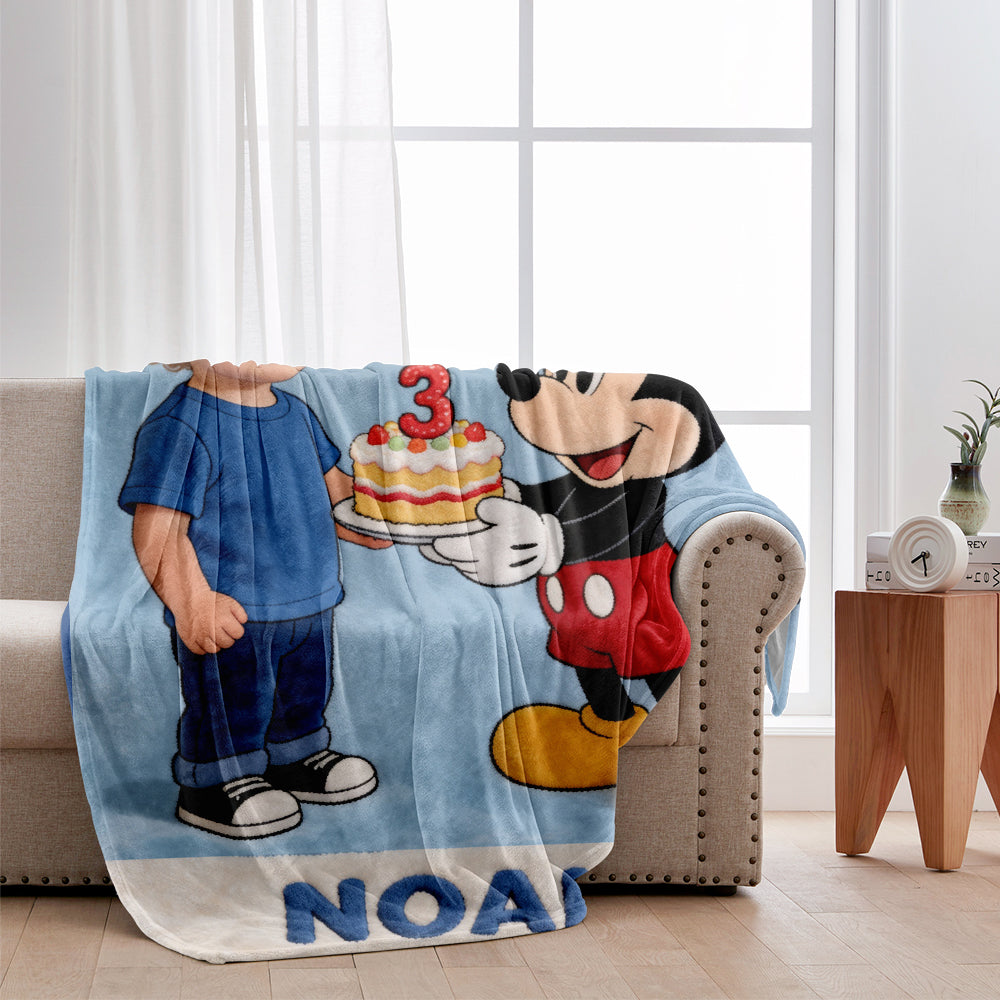 Custom From Photo, Any Character - Birthday Celebration Scene - Personalized Birthday Blanket