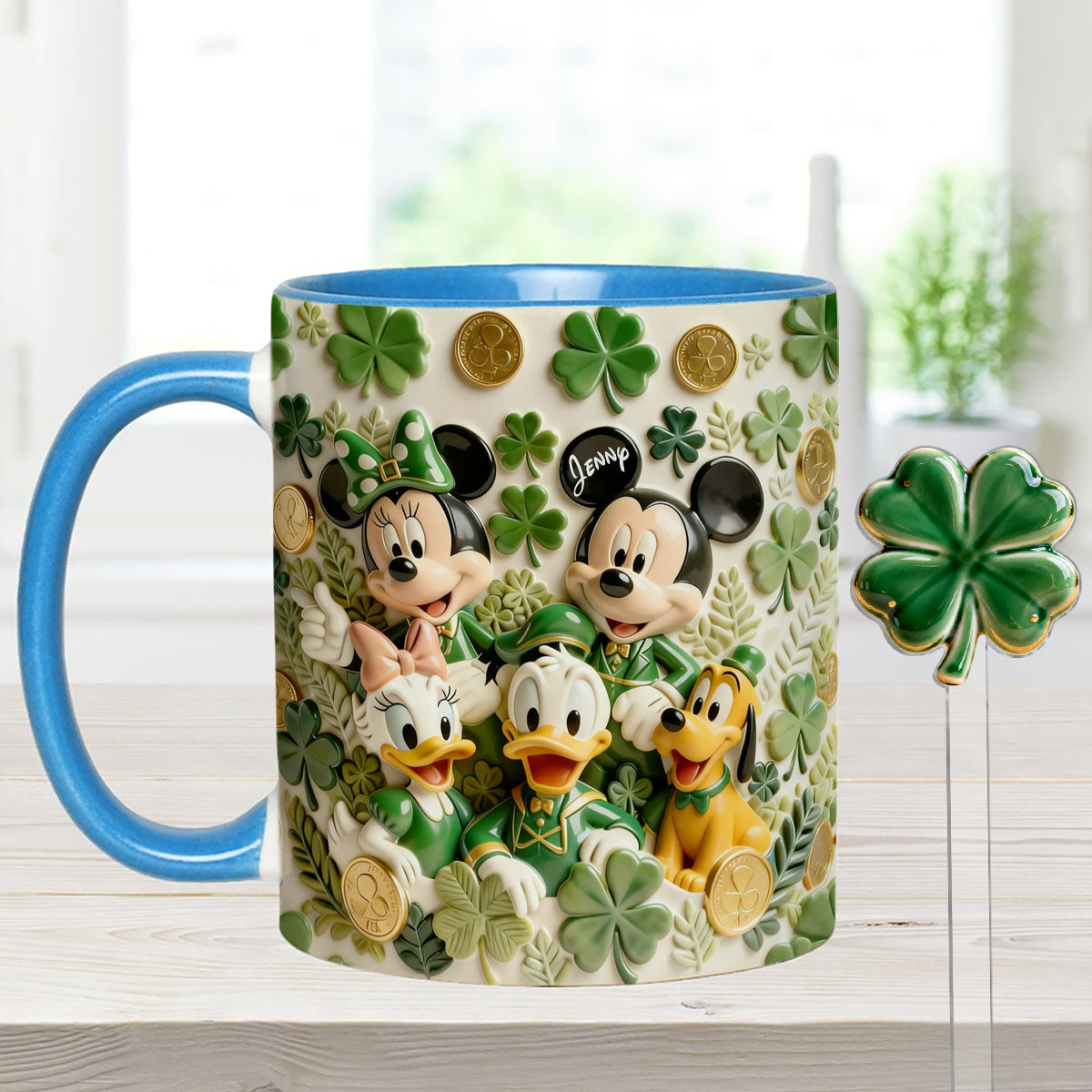 Lucky Friends - Personalized Mouse Set Accent Mug with Acrylic Stirrers