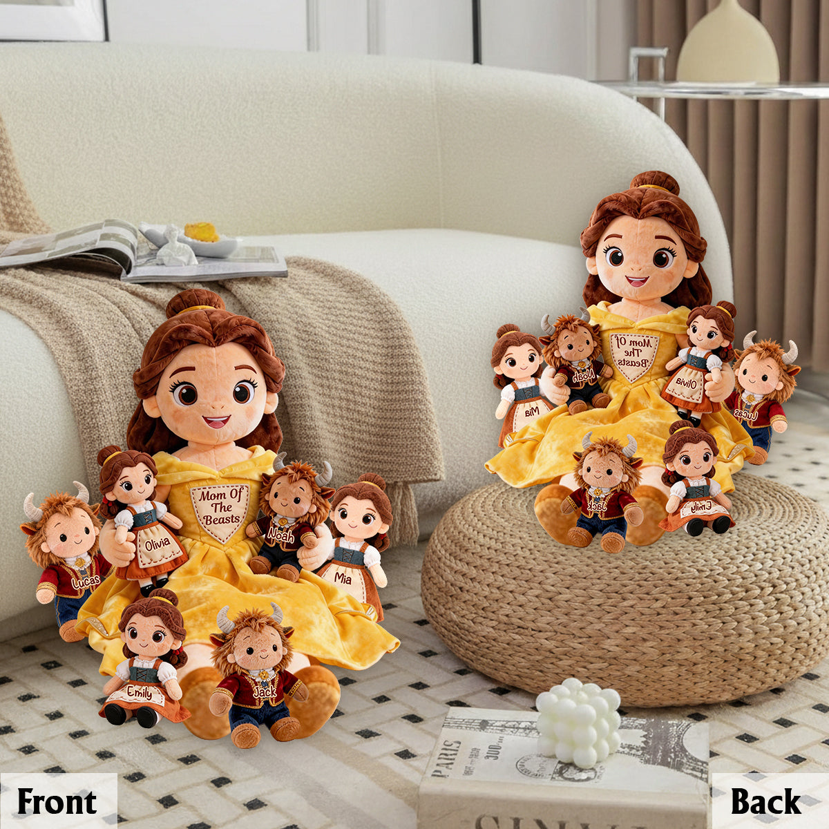 Mom Of The Beasts - Personalized Beauty And The Beast Premium Faux Fur Pillow
