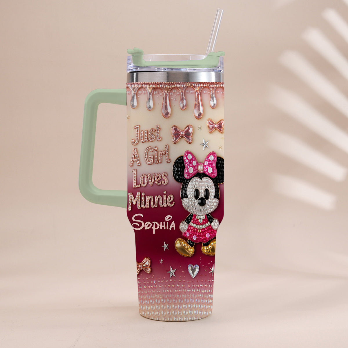 Just A Girl Who Loves The Mouses - Personalized Mouse Tumbler With Handle