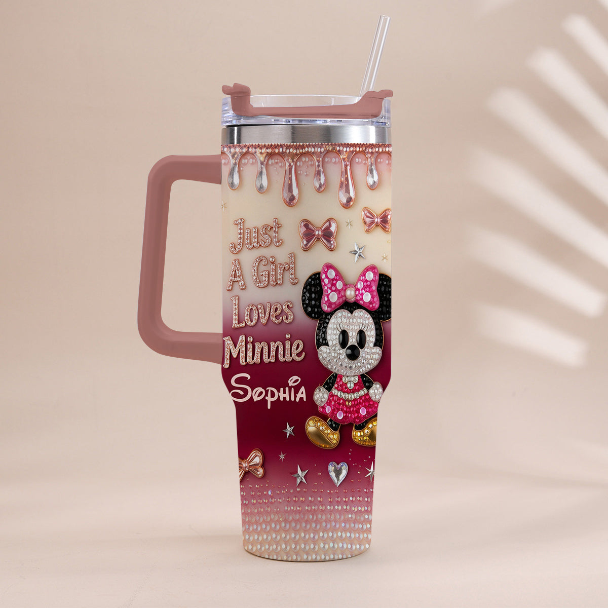 Just A Girl Who Loves The Mouses - Personalized Mouse Tumbler With Handle