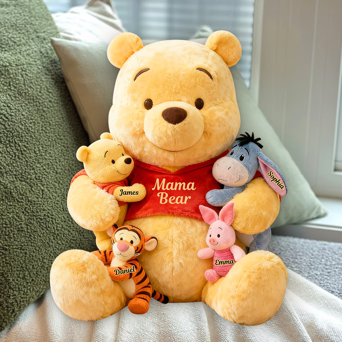 Mama Bear - Personalized Yellow Bear Premium Faux Fur Pillow