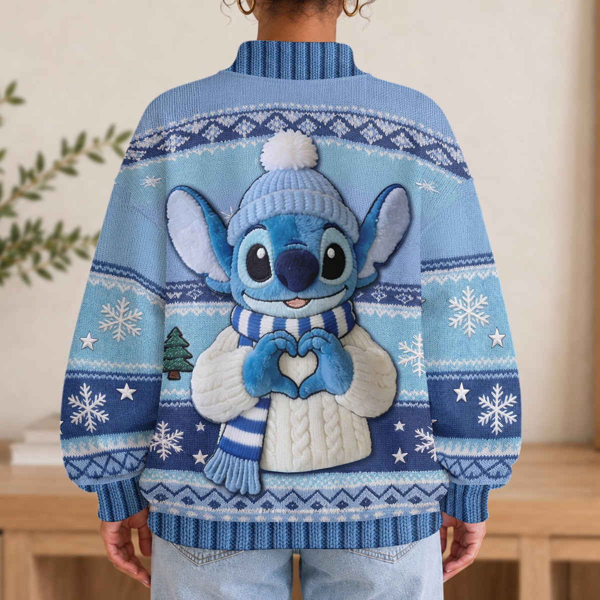 Blue Christmas - Personalized Ohana Mock Neck Sweatshirt