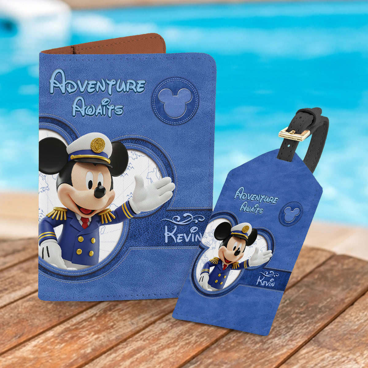 Magical Mouse Ears Adventure Awaits - Personalized Mouse Leather Luggage Tag & Passport Holder