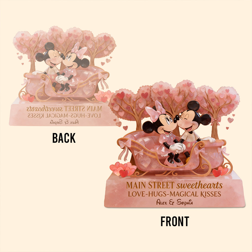 Main Street Sweetheats Love Hugs Magical Kisses Pink Rose - Personalized Mouse Custom Shaped Acrylic Plaque