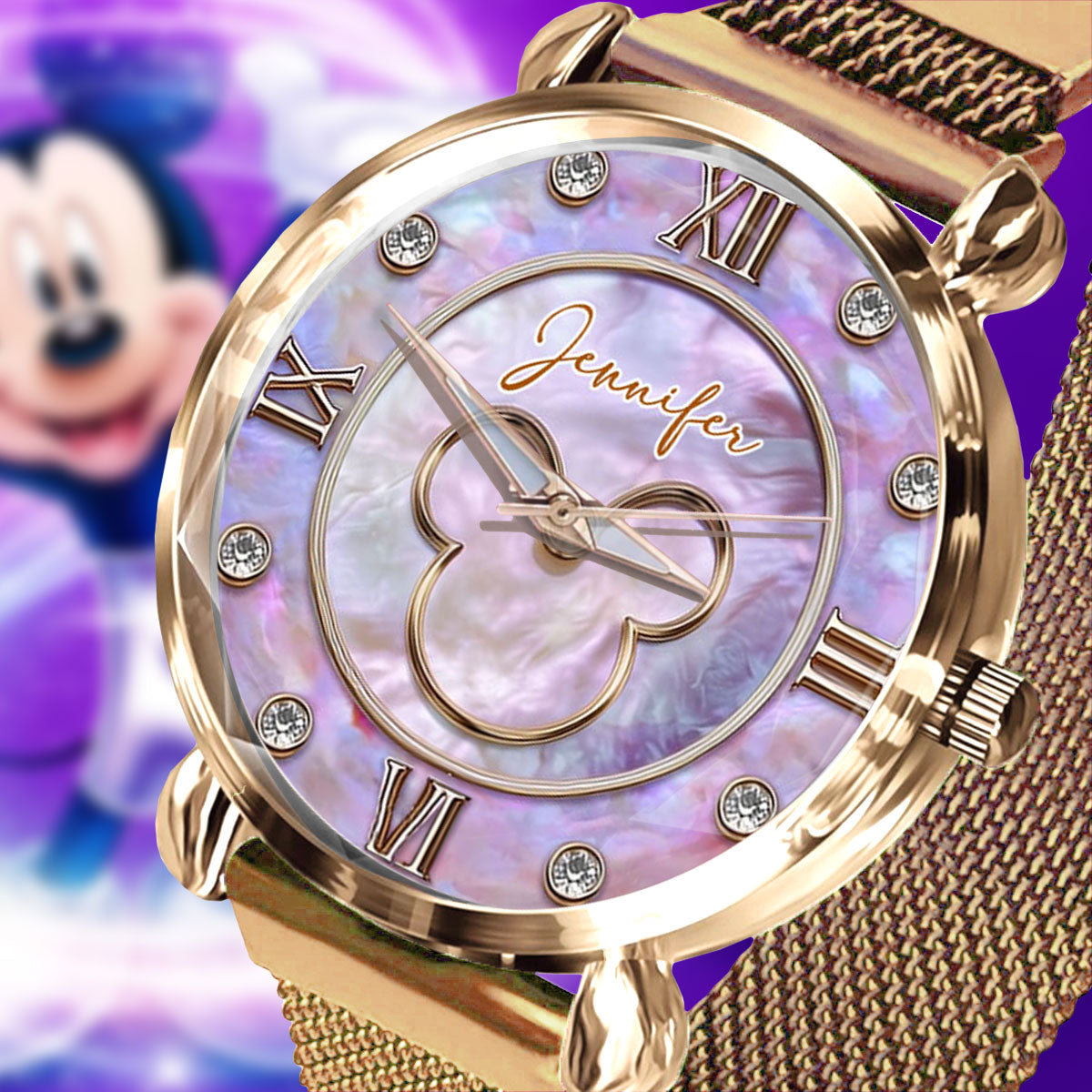 Magical Mother Of Pearl - Personalized Mouse Women Hand Watch