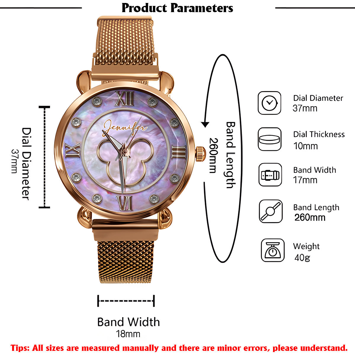 Magical Mother Of Pearl - Personalized Mouse Women Hand Watch