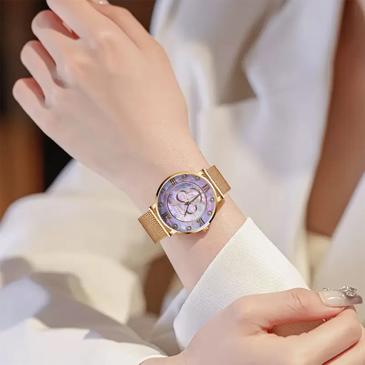 Magical Mother Of Pearl - Personalized Mouse Women Hand Watch