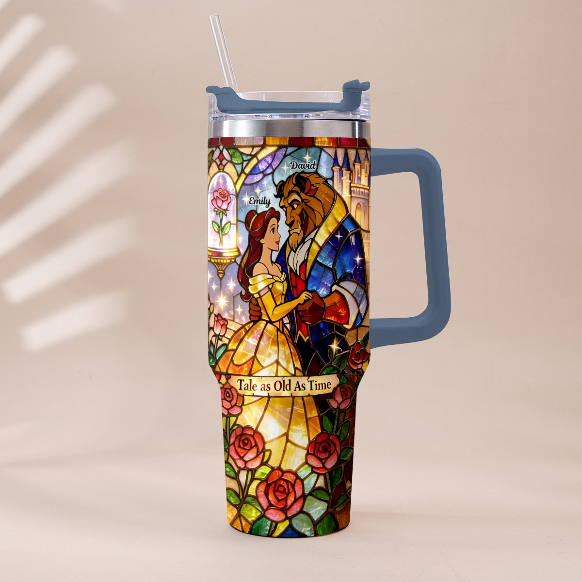 Tale As Old As Time - Personalized Beauty And The Beast Tumbler With Plush Charm