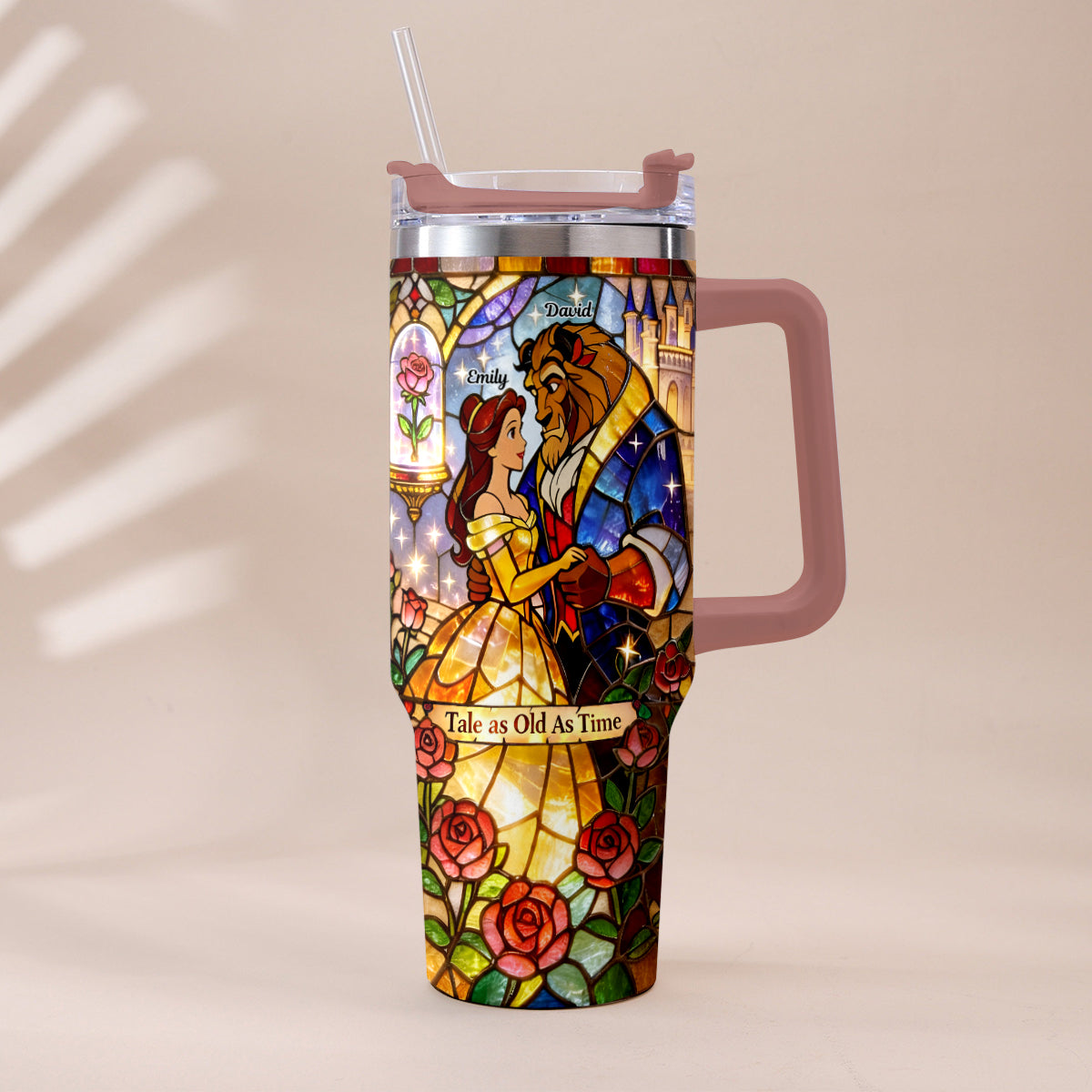 Tale As Old As Time - Personalized Beauty And The Beast Tumbler With Plush Charm